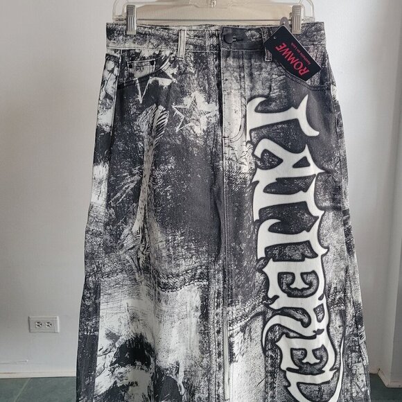 Romwe Dresses & Skirts - NWT -Y2K Denim Vintage Grunge Tattered Streetwear Skirt (Size 8/10)